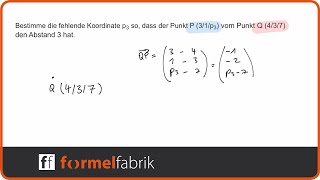 Vekorrechnung x3Koordinate so bestimmen dass ein bestimmter Abstand entsteht [upl. by Aikemahs]