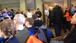 Press conference introductions of 1980 USA Olympic Hockey Team Reunion  Feb 21 2015 Lake Placid [upl. by Webber]