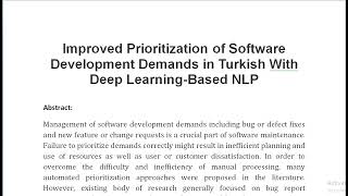 Improved Prioritization of Software Development Demands in Turkish With Deep Learning Based NLP [upl. by Manard]