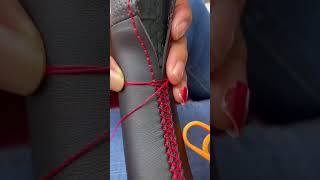 Steering wheel cover red thread automobile steeringwheelcover sewing wheelcover diycar [upl. by Vitek]