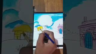 Easy Scenery Art ✨️ part 1 ytshorts watercolor viralshorts shortvideo [upl. by Liman442]