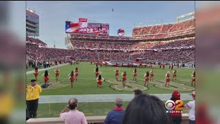 49ers Cheerleader Takes A Knee During National Anthem At Levi’s Stadium [upl. by Fairweather]