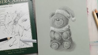 Christmas Teddy Baer Graphite Drawing  Faber Castell Pitt Graphite Matt Drawing  TimeLapse [upl. by Lacim244]