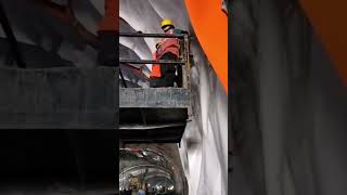 Waterproofing in Tunnel with automatic welder [upl. by Ajan813]