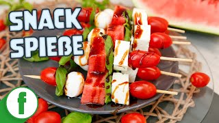 Caprese Tomaten Mozzarella Spieße mit Melone und Feta [upl. by Longtin]