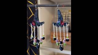 DIY Witch Hat Earrings 🎃  Polymer Clay amp Beaded Fringe Magic halloweenearrings diyjewelry [upl. by Ansell314]