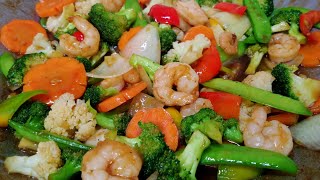 SHRIMP AND VEGETABLES STIR FRYRESTAURANT STYLE STIR FRY RECIPE [upl. by Nachison957]