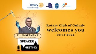 Speaker Meeting I Rtn R Sivaraman at Rotary Club of Guindy I Origin and future of AI [upl. by Bathelda]