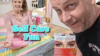 DIY How To Eyebrow Tint At Home  Inexpensive Disability Self Care Home Salon Fun 22q [upl. by Akinoj]