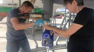 Changing the oil on a saildrive  Volvo Penta S130 Saildrive  Boat Projects [upl. by Lovato978]