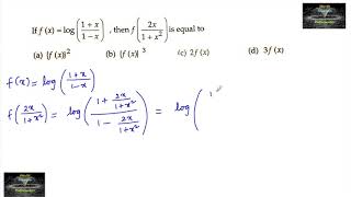 If fx  log 1x  1 x then f2x  1 x2 [upl. by Terrance306]