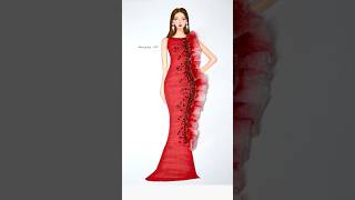 Red Dress Design Art shorts art satisfying youtubeshorts creative dress fashion craft ideas [upl. by Tito]