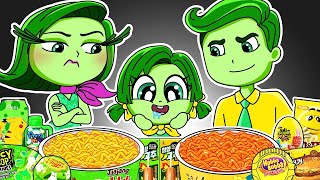 Inside Out 2  DISGUST Family Convenience Store YELLOW GREEN Food Mukbang Animation  ASMR [upl. by Yelnik815]