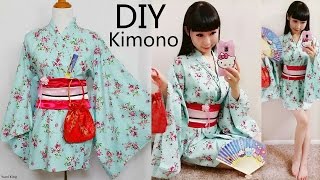 DIY Easy KimonoYukata with Easy Pattern  DIY Cosplay Costume  Designed by me [upl. by Tryck]