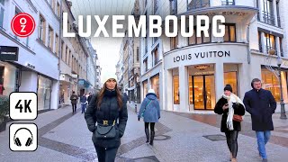 Luxembourg City 🇱🇺 Richest Country in the World 4K 60fps Walking Tour at Snowy Day 2024 ❄️ [upl. by Namrej349]