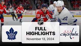 NHL Highlights  Maple Leafs vs Capitals  November 13 2024 [upl. by Rotow]