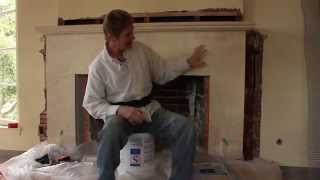 Plastering repairs on an interior fireplace [upl. by Aicilana]