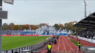 KSC Fans mit Choreo und Pyro im Donaustadion  2Bundesliga Ulm gegen Karlsruher SC 01 quot201024quot [upl. by Napoleon]