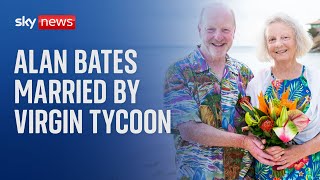 Post Office campaigner Alan Bates marries on billionaire Richard Bransons private island [upl. by Oigimer389]