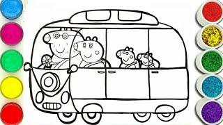 Dibuja y Colorea A Peppa Pig Y Su Familia En Un Carro Para Acampar 🐷🚌🏕 Dibujos Para Niños [upl. by Erlewine]