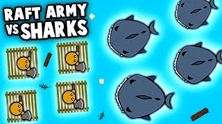 Raft Navy vs SHARK ATTACKS NEW Raft Game Raaaaftio Gameplay  New io game [upl. by Elocyn477]