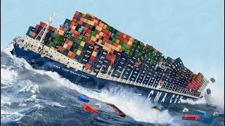 GIGANTIC CONTAINER amp CRUISE SHIPS CRASH OVERCOME MONSTER WAVES IN STORM amp POWERFUL HURRICANE [upl. by Nnaeirual23]