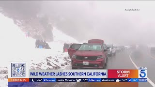 Snow storms and gusty winds hit Southern California [upl. by Nylirrehs982]