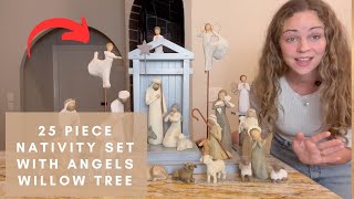 A Review 25 Piece Premier Nativity Set with Elevated Angels Willow Tree with Creche Stunning [upl. by Bortz993]