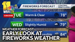 Dalencias early look at fireworks weather forecast in Maryland [upl. by Annoerb763]