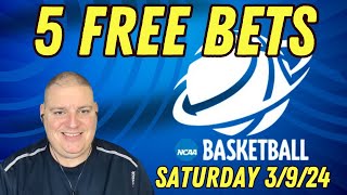 Saturday 5 Free NCAAB Picks amp Betting Predictions  3924 l Picks amp Parlays [upl. by Irem]