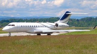 Bombardier Global 6000 9HCIO ✈ Pilots Waving Goodbye TakeOff at Bern [upl. by Ardnaed]