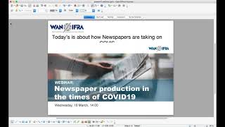 WANIFRA Webinar How newspaper production is impacted by Coronavirus [upl. by Madison315]