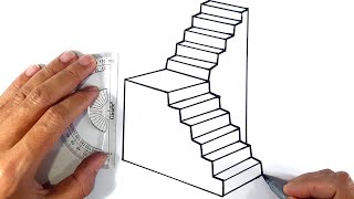 Easy 3D Stairs Drawing  How To Draw Stairs Easy Step By Step [upl. by Studnia195]