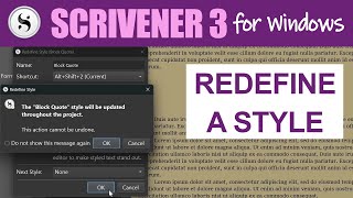 Scrivener 3 for Windows Redefining a Style [upl. by Lativa914]