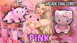 Winning Only PINK Claw Machines Prizes ONE color Only Arcade Challenge [upl. by Jochebed]