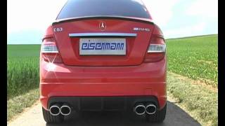 Eisenmann W204 C63 AMG Sport Performance exhaust with 4x120x77mm Oval tips [upl. by Ecyarg]