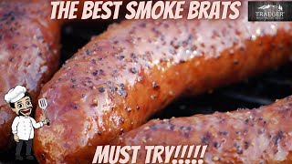 Smoke brats on Traeger grill  how to cook bratwurst [upl. by Boice]