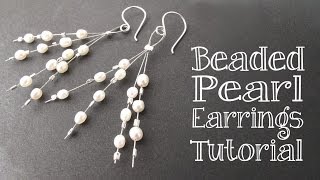 DIY Beaded Pearl Earrings Tutorial [upl. by Mackenzie90]