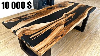 How to make a tableWalnut and epoxy resin table WOODWORKING [upl. by Vassili]