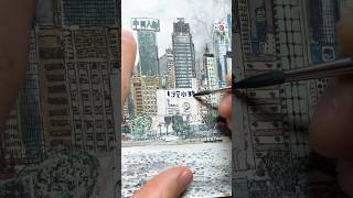 hongkong skyline coloring drawing watercolor art [upl. by Asamot]