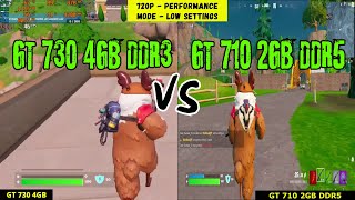 Fortnite  GT 730 4GB DDR3 VS GT 710 2GB DDR5 2024 fHDgaming [upl. by Eilrahs524]