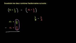 Soustraire des nombres fractionnaires de dénominateurs différents avec retenue [upl. by Burhans]