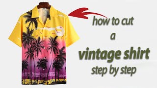 how to cut a vintage shirt casual shirt camp collar shirt step by step [upl. by Urba882]