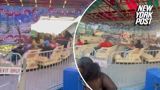 Malfunction at amusement park causes ride to spin out of control for 10 minutes  New York Post [upl. by Olraced]