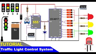 Traffic Light control system using 555 timer and cd4017 [upl. by Nohsreg271]