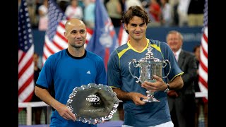 Roger Federer vs Andre Agassi  US Open 2005 Final Highlights [upl. by Yerg]