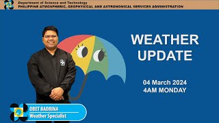 Public Weather Forecast issued at 4AM  March 4 2024  Monday [upl. by Atnicaj561]