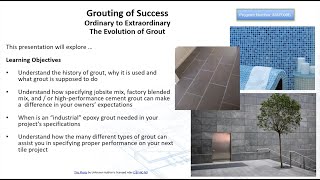 MAPEI Webinar – MAP006B Grouting for Success [upl. by Ayerdna]