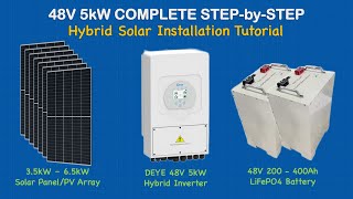 How To Build a 48V 5kW Deye Hybrid OnOffGrid Solar Power System  Complete Pro Level Tutorial [upl. by Esiuole977]