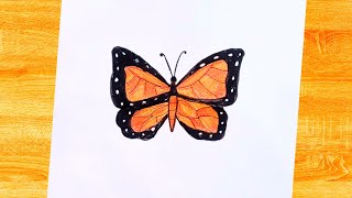 Colourful Butterfly Drawing step by stepBeautiful Butterfly drawing [upl. by Anitsirk]